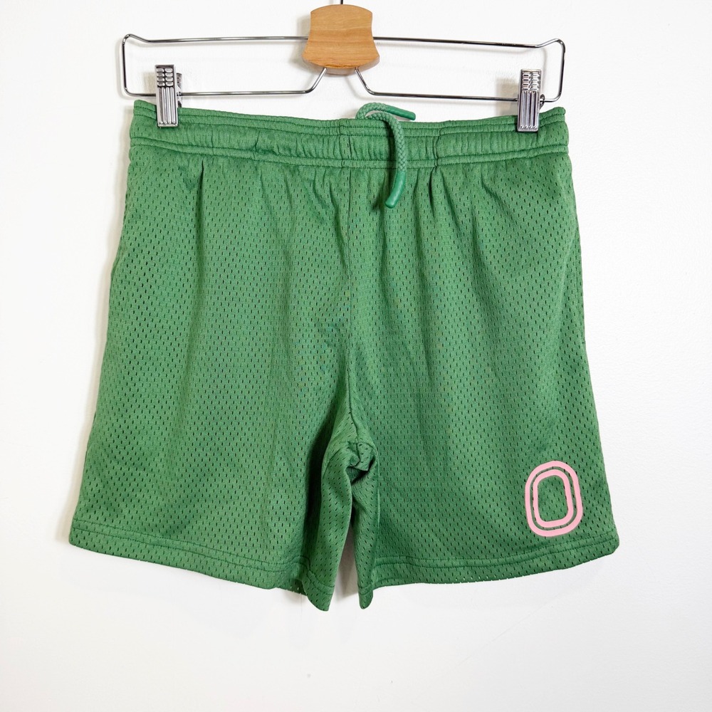 Overtime Mesh Athletic Shorts Boys YXL Green Pink Logo Drawstring Basketball